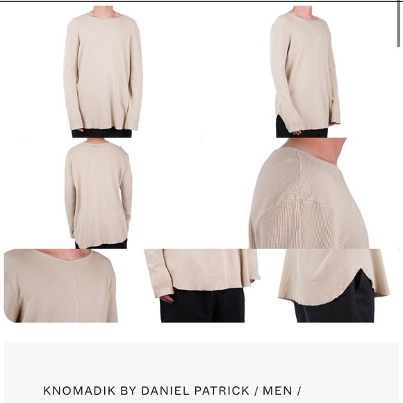 Knomadik by Daniel Patrick Longsleeve Crew Thermal Sand Long Front & Back Seam